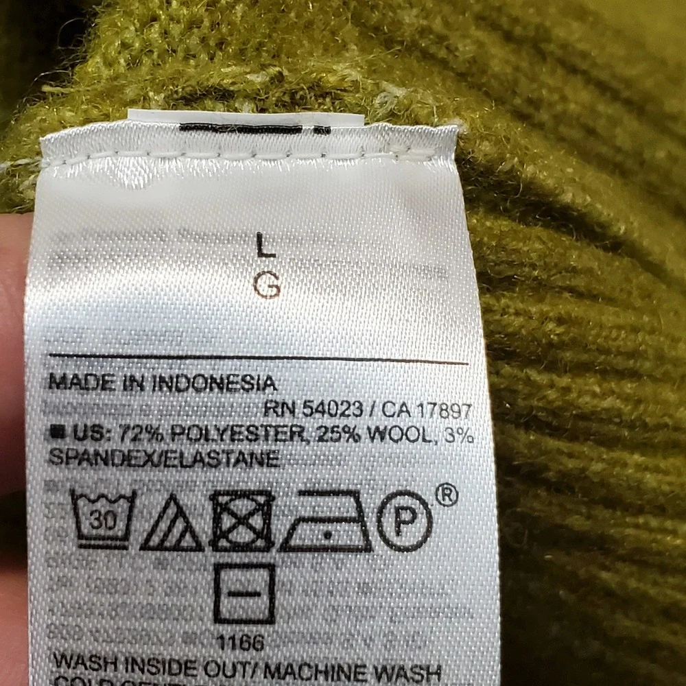 Old Navy Green Bohemian Boho Preppy Wool Blend Oversized Sustainable Sweater L - Picture 7 of 7